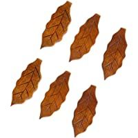 Forma de la Hoja de Madera Natural de 6 piezas de palillos descansa en forma de hoja de madera soporte de cuchara de…